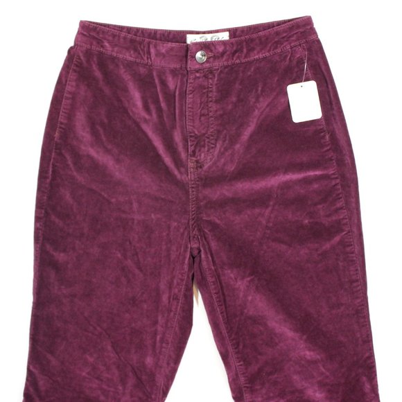 We The Free People Velvet Flare Pants Wine - Picture 4 of 7